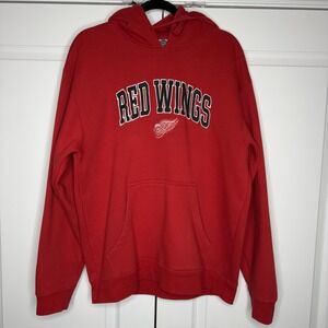 Detroit Red Wings Hoodie Mens Large Red NHL Hockey Knights Apparel Pullover